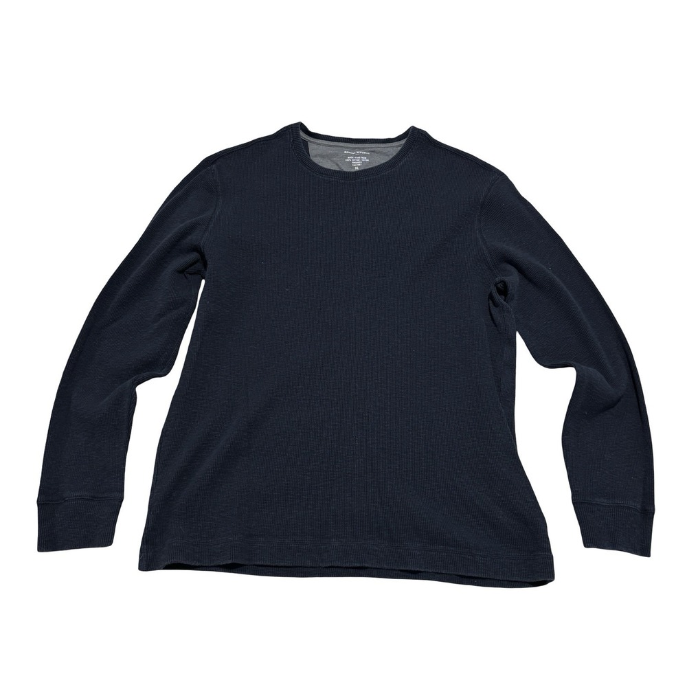 Banana Republic Men's Long Sleeve Waffle Thermal Shirt Navy Size XL 23 x 28